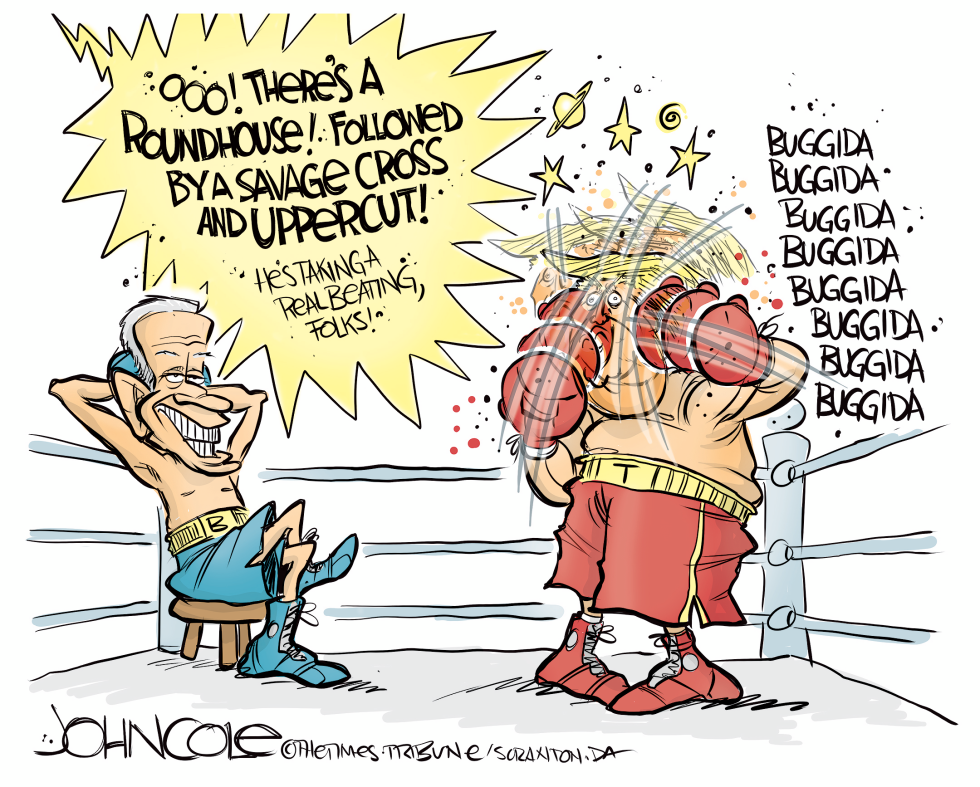 Trump and Biden boxing match