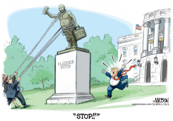 TRUMP DEFENDS PUTIN STATUE ON WHITE HOUSE LAWN by R.J. Matson