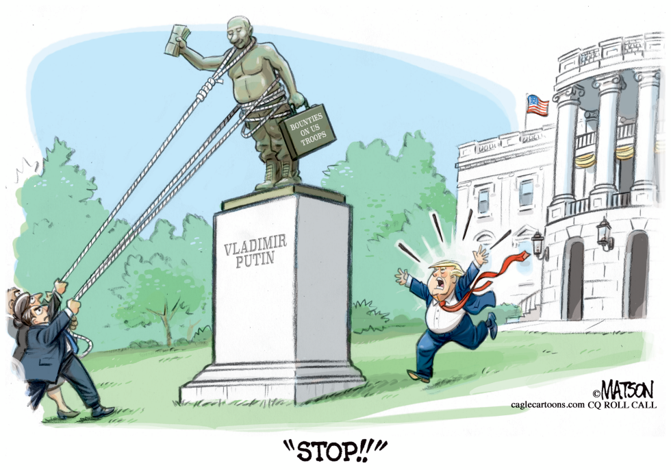 Trump Defends Putin Statue on White House Lawn