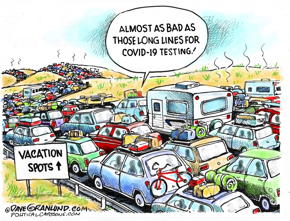 Long lines of cars