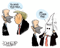 BIDEN AND TRUMP MASK UP by John Cole