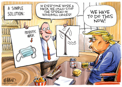 TRUMP FLIPS ON WEARING MASKS by Dave Whamond