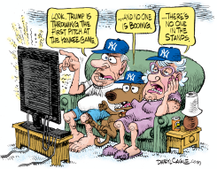 TRUMP TO THROW YANKEES FIRST PITCH by Daryl Cagle