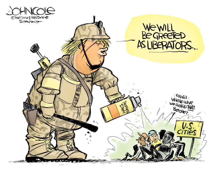 Trump and protesters