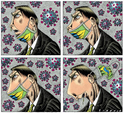 FOUR STUDIES OF JAIR BOLSONARO by Osmani Simanca