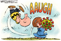COVID BROWN FOOTBALL by Rick McKee