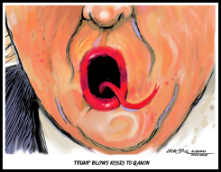 TRUMP BLOWS KISS TO QANON by J.D. Crowe