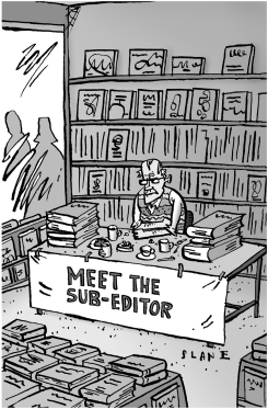 SUB-EDITOR BOOKSHOP SIGNING- GREYSCALE by Chris Slane