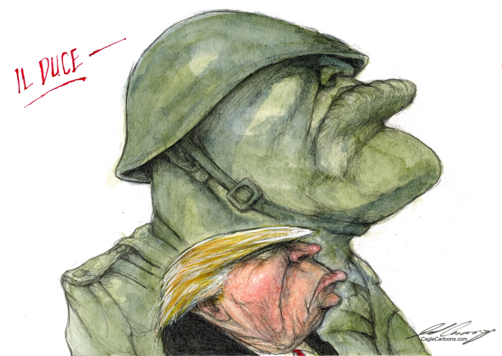 Donald Trump does his best Benito Mussolini