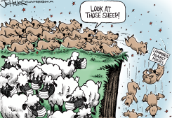 LEMMINGS AND SHEEP by Joe Heller