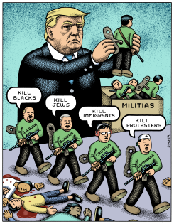 TRUMP WINDS UP KILLERS by Andy Singer