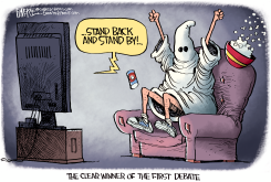 DEBATE WINNER by Rick McKee