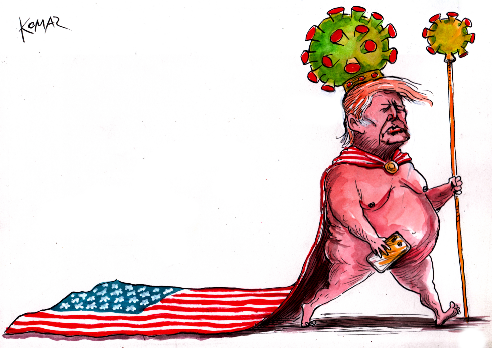King Trump with a Crown Corona virus