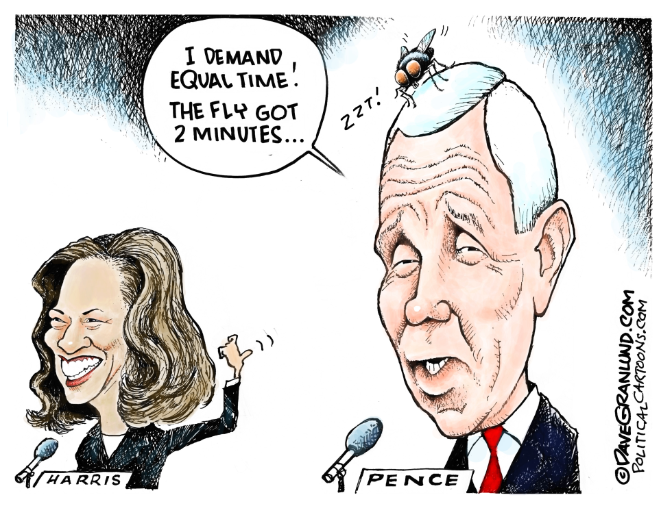 VP DEBATE AND PENCE FLY by Dave Granlund
