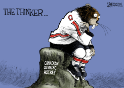 CANADA HOCKEY THINKER  by Cam Cardow