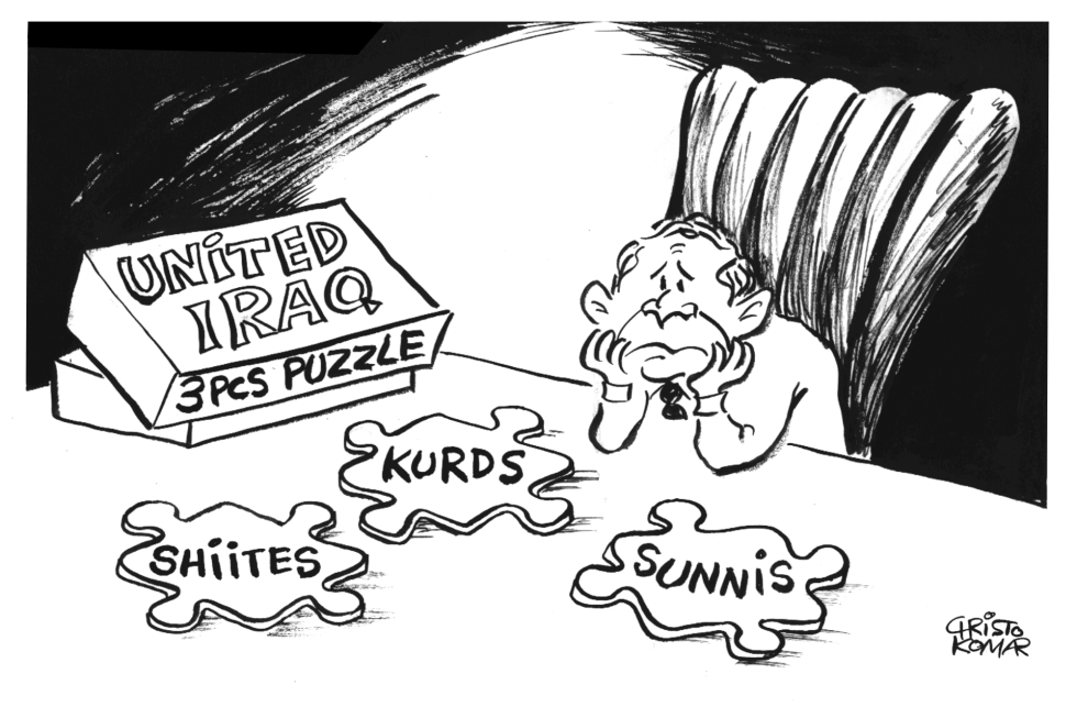  UNITED IRAQ PUZZLE - B&W by Christo Komarnitski