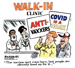 LINED UP FOR THE VACCINE by Jimmy Margulies