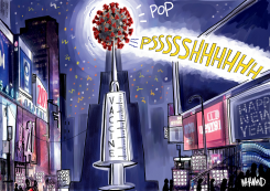 COVID BALL DROPS ON A NEW YEAR by Dave Whamond