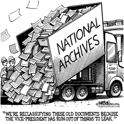 OLD DOCUMENTS ARE RECLASSIFIED SO CHENEY CAN LEAK THEM by R.J. Matson
