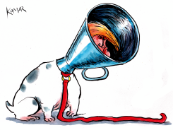 TRUMP THE DOG WITH FUNNEL by Christo Komarnitski
