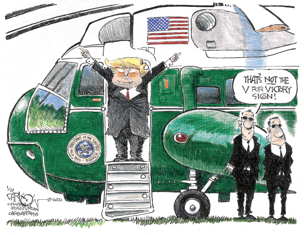 Trump waves goodbye