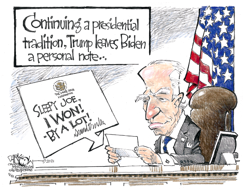 TRUMP LEAVES BIDEN A NOTE by John Darkow