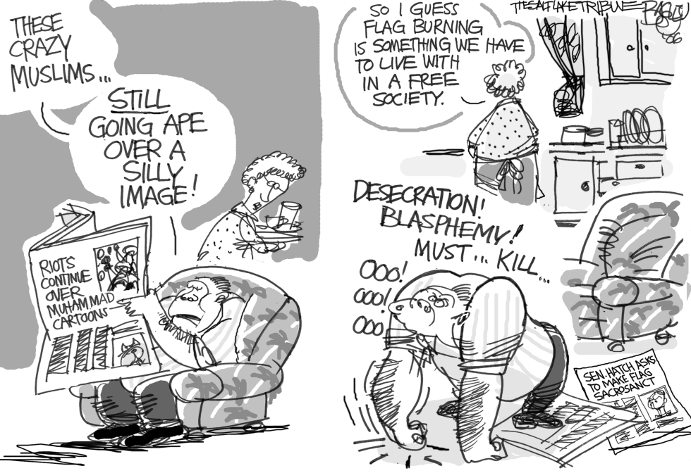  MUHAMMAD FLAG BURNING by Pat Bagley