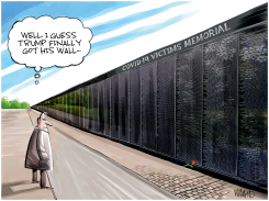 TRUMP WALL OF COVID VICTIMS by Dave Whamond