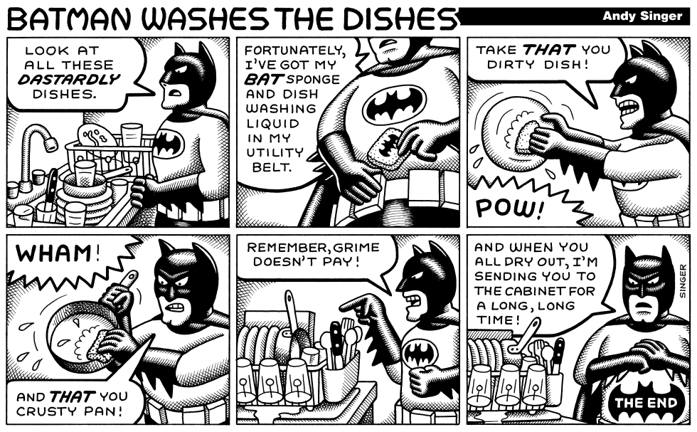 Batman Washes Dishes horizontal layout