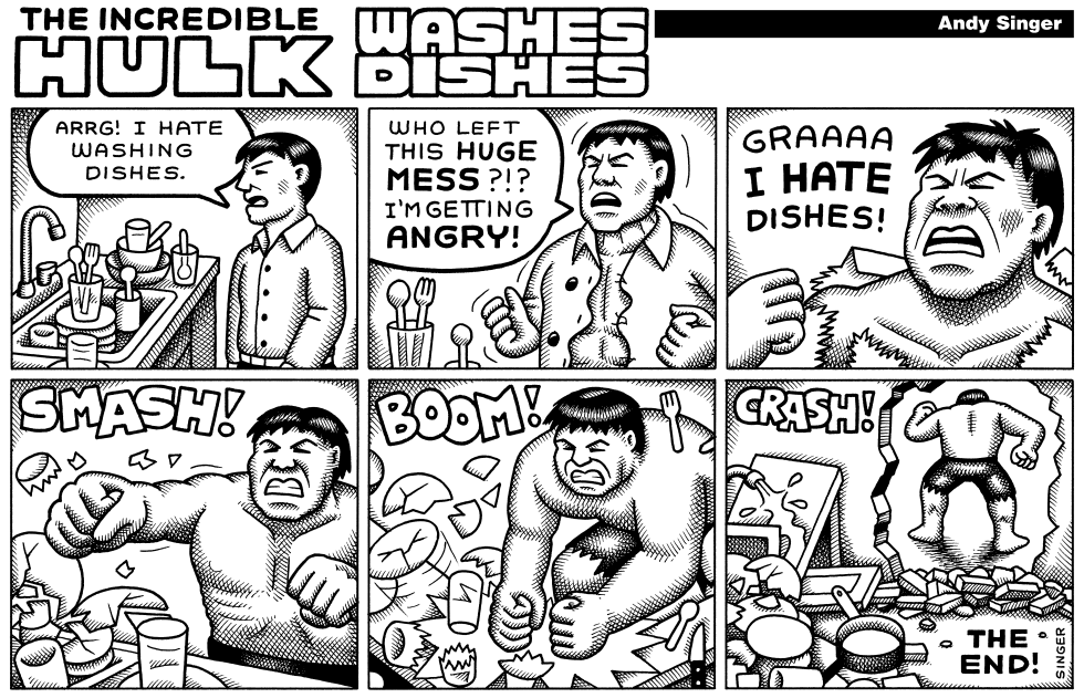 Hulk Washes Dishes horizontal layout