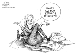JEN PSAKI TURNS INTO A PRETZEL by Dick Wright