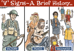 VICTORY, PEACE, VACCINATIONS  by Jeff Koterba
