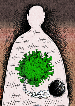 COVID BALL AND CHAIN by Oguz Gurel