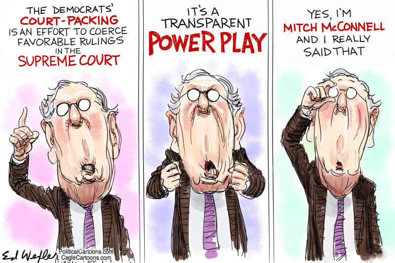 McConnell Pack Supreme Court, Ed Wexler,CagleCartoons.com,mcconnell, court packing, expand supreme court, reshape judiciary, judicial nominations, merrick garland, biden, supreme court, satire