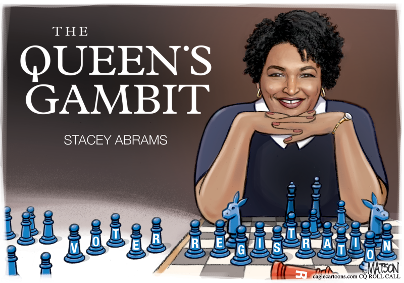 Stacey Abrams Voter Registration Grandmaster, RJ Matson,CQ Roll Call,Stacey, Abrams, Georgia, Voter, registration, Voting, Rights, US, Elections, Democrats, Republicans, Queens, Gambit, Chess, Grandmaster