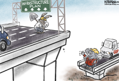 NEEDING A BRIDGE FOR INFRASTRUCTURE  by Jeff Koterba