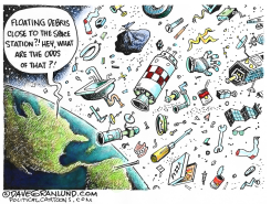 SPACE DEBRIS THREAT by Dave Granlund