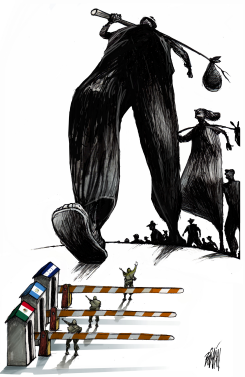 MIGRATION AND BORDERS by Angel Boligan