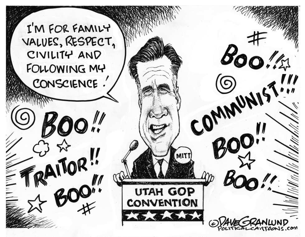 Mitt Romney draws boos at Utah GOP convention while defending conscience vote