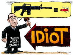 JUDGE ROGER BENITEZ AND SWISS ARMY KNIFE by Daryl Cagle