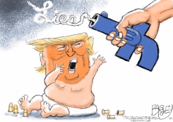 TRUMP BABY WITH GUN by Pat Bagley