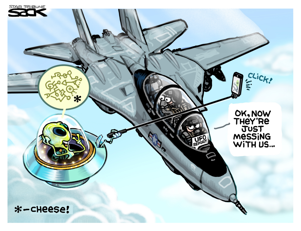 Military Pilots Snap Selfie with Cheesy Alien in UFO Sighting Satire