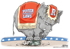 REPUBLICAN VOTER SUPPRESSION ELEPHANT TRICK by R.J. Matson