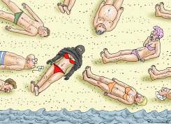BURQA BATHING by Marian Kamensky