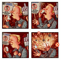 ANTI-VAX COVID SPREADERS by Peter Kuper