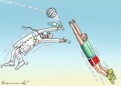 SANITIZING AT THE OLYMPICS by Marian Kamensky