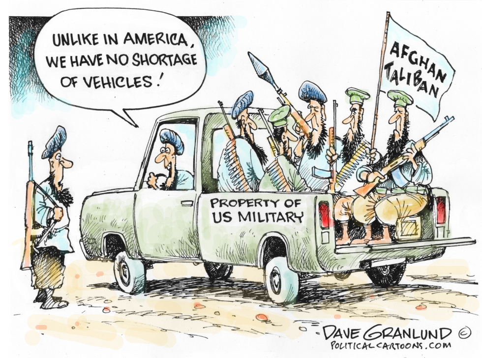 Taliban and US vehicles
