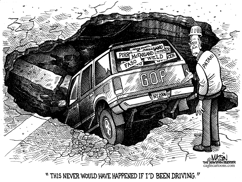 NEW YORK–G.O.P. Candidates Go Down Sinkhole