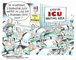 COVID VAX LINE VS ICU LINE by Dave Granlund