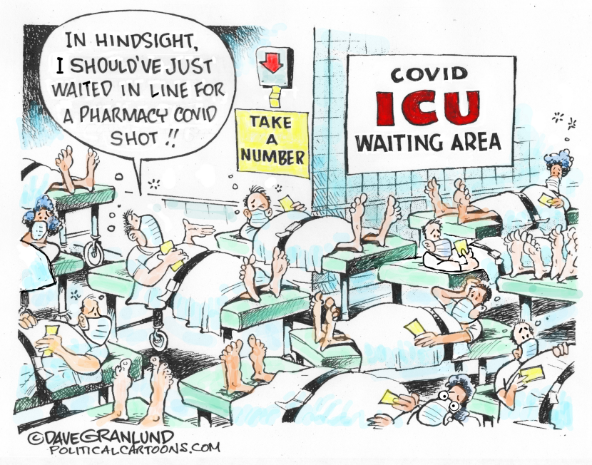 COVID vax line vs ICU line